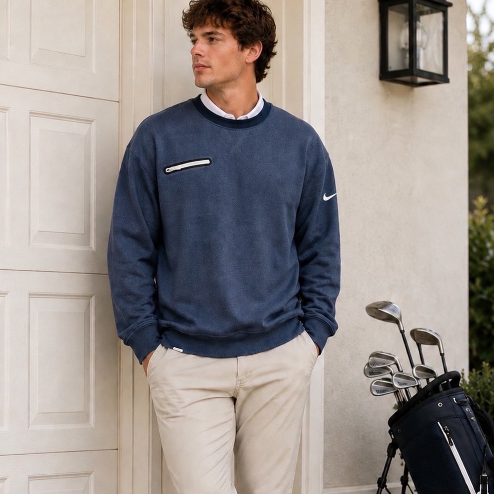 Nike Golf Sport Dri-FIT Tech Crewneck Sweatshirt Blue Mens XXL‎ Pullover